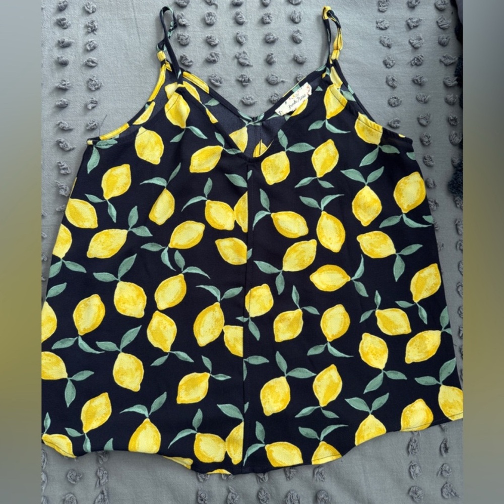 Pink Rose Lemon and Leaf Print Top - Picture 2 of 5